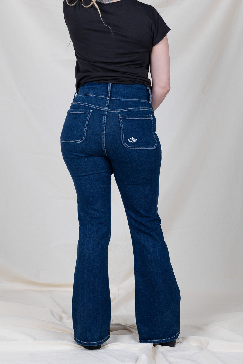 Royal Rogues Flared Jeans - Dark Blue Wash – Queen The Label